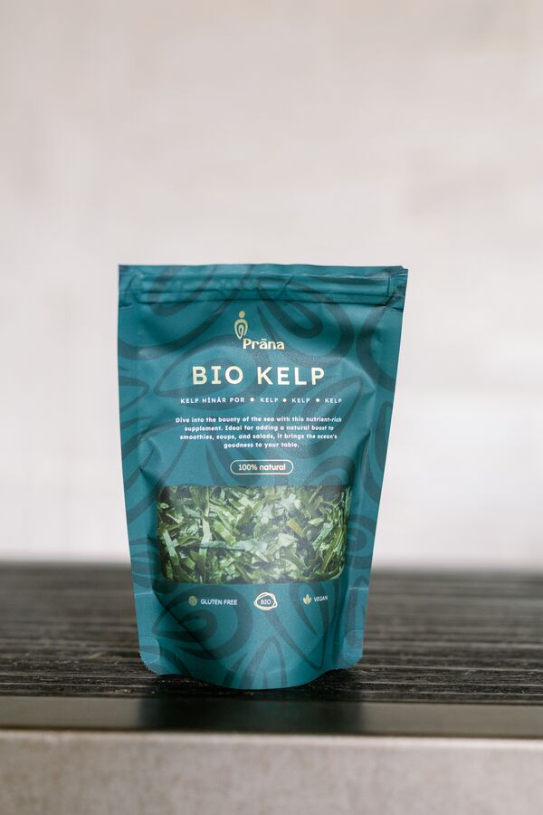 A packet of organic kelp powder